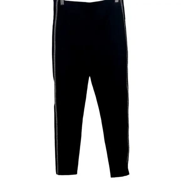 ZARA High Rise Side Appliqués Rhinestone Stripes Cropped Trouser Pants M Black - Picture 13 of 15
